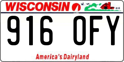 WI license plate 916OFY