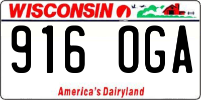 WI license plate 916OGA