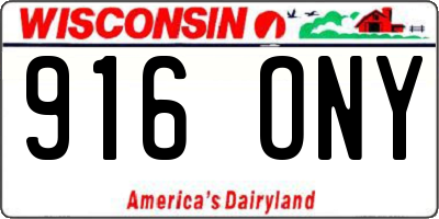 WI license plate 916ONY