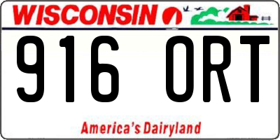 WI license plate 916ORT
