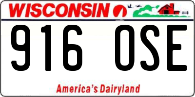WI license plate 916OSE