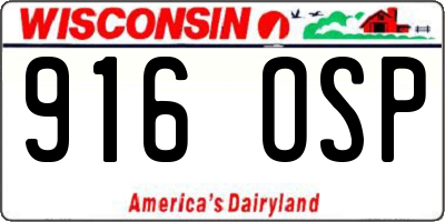 WI license plate 916OSP