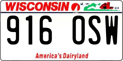 WI license plate 916OSW