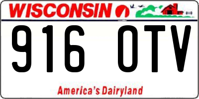 WI license plate 916OTV