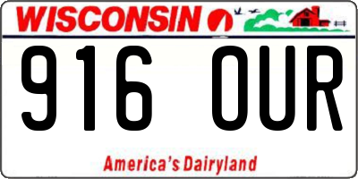 WI license plate 916OUR