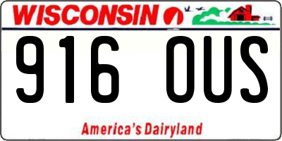 WI license plate 916OUS