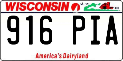 WI license plate 916PIA