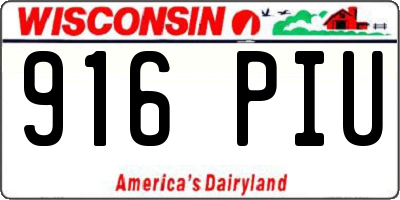 WI license plate 916PIU