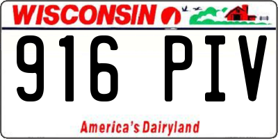 WI license plate 916PIV