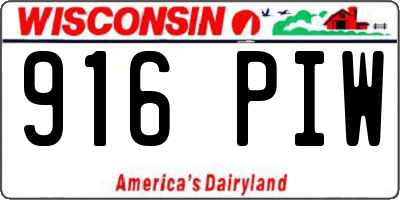 WI license plate 916PIW
