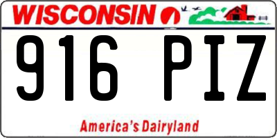 WI license plate 916PIZ