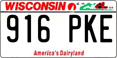 WI license plate 916PKE