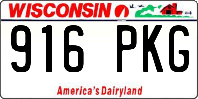 WI license plate 916PKG