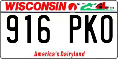 WI license plate 916PKO