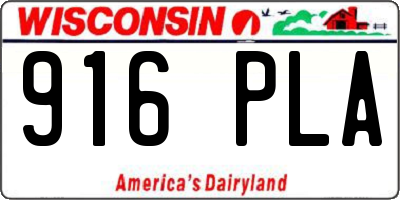 WI license plate 916PLA