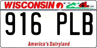 WI license plate 916PLB