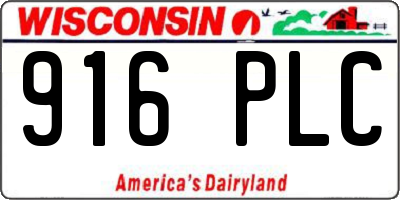 WI license plate 916PLC