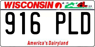 WI license plate 916PLD