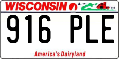 WI license plate 916PLE