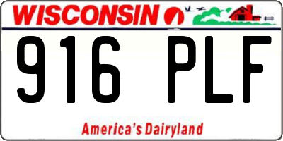 WI license plate 916PLF