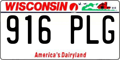 WI license plate 916PLG