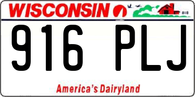 WI license plate 916PLJ