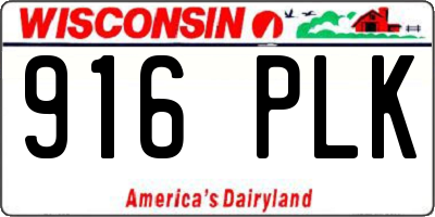 WI license plate 916PLK