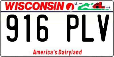 WI license plate 916PLV