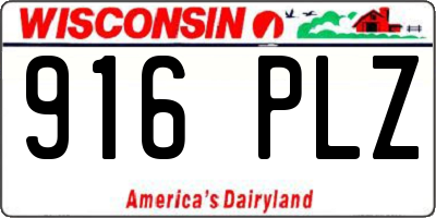 WI license plate 916PLZ