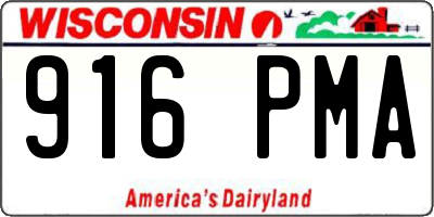 WI license plate 916PMA