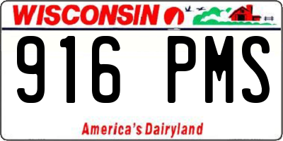 WI license plate 916PMS