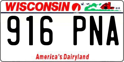 WI license plate 916PNA