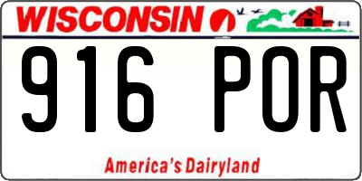 WI license plate 916POR
