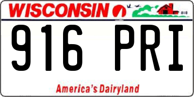 WI license plate 916PRI