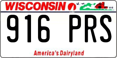 WI license plate 916PRS