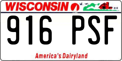 WI license plate 916PSF