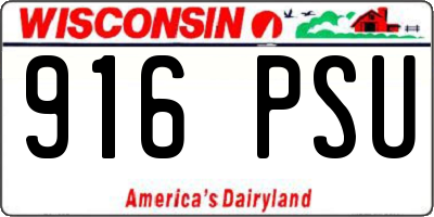 WI license plate 916PSU