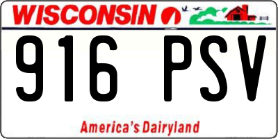 WI license plate 916PSV
