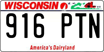 WI license plate 916PTN