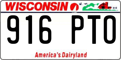WI license plate 916PTO