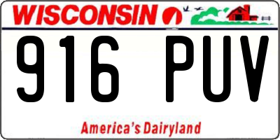 WI license plate 916PUV