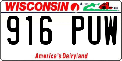WI license plate 916PUW