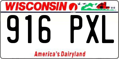 WI license plate 916PXL