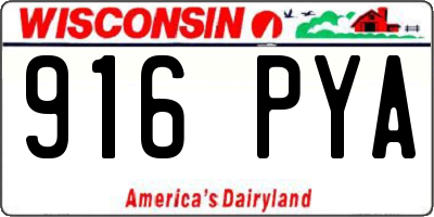 WI license plate 916PYA