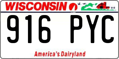 WI license plate 916PYC