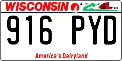 WI license plate 916PYD