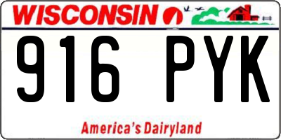 WI license plate 916PYK