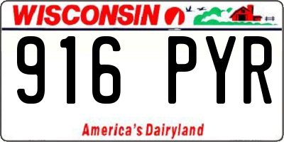 WI license plate 916PYR