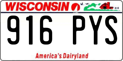 WI license plate 916PYS