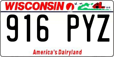 WI license plate 916PYZ
